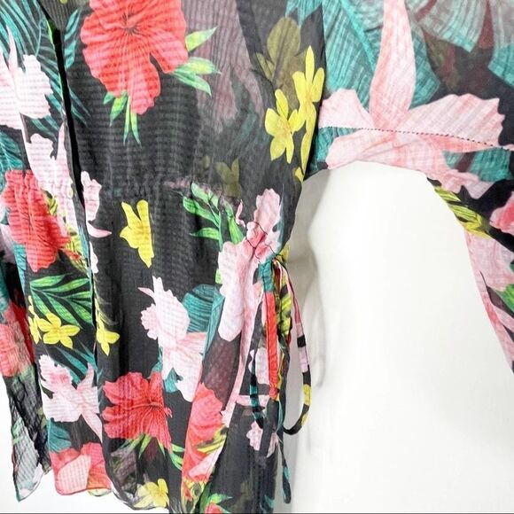 Soft Surroundings Floral Sheer Tunic Length Top, Blouse, Beach Cover up PXL - Picture 5 of 12
